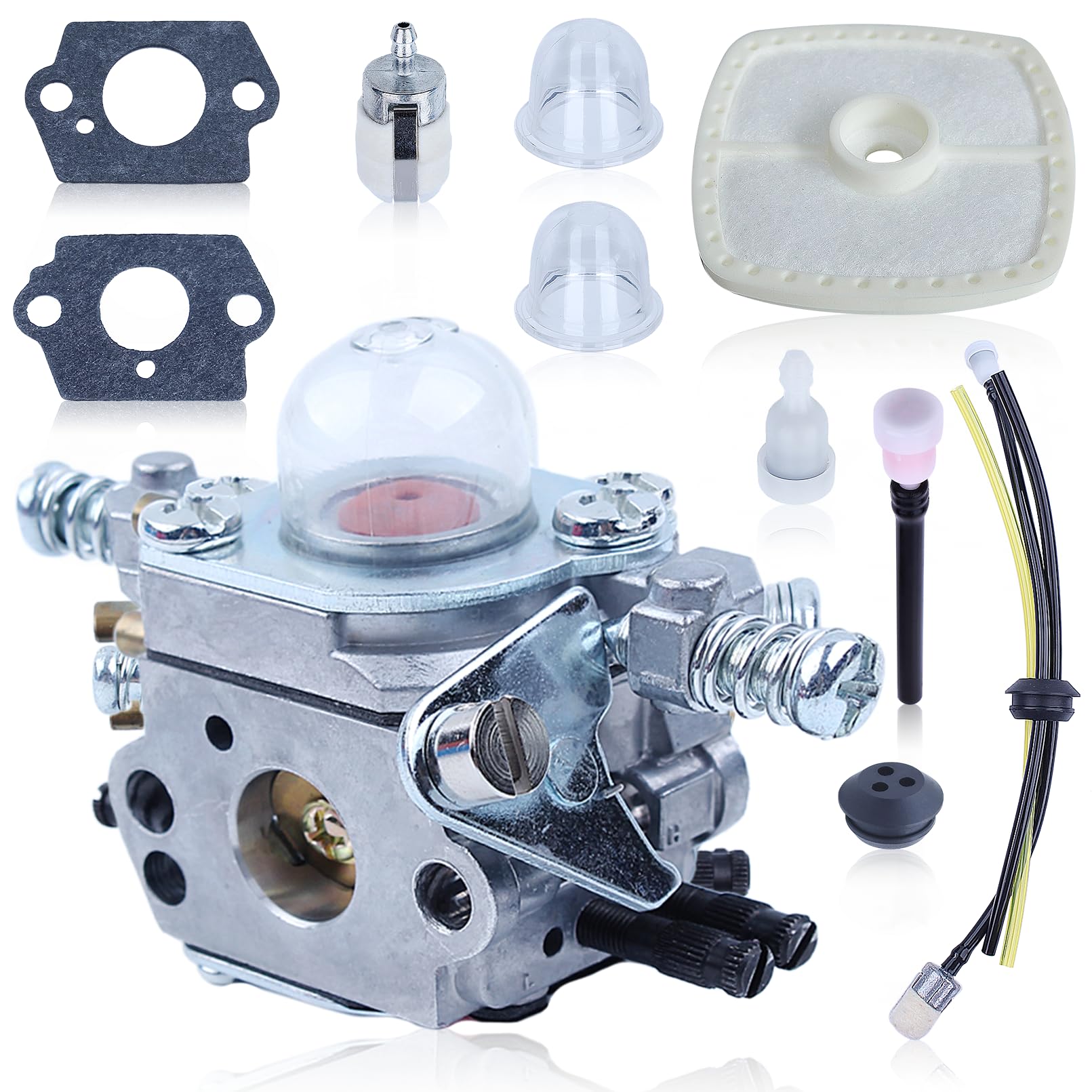 Adefol Kit filtro aria carburatore per Echo SRM2015 SRM2305 SRM2455 ZAMA C1U-K53 C1U-K52 AT203A tosaerba, filtro aria carburatore con filtro carburante, ricambio 12520013312
