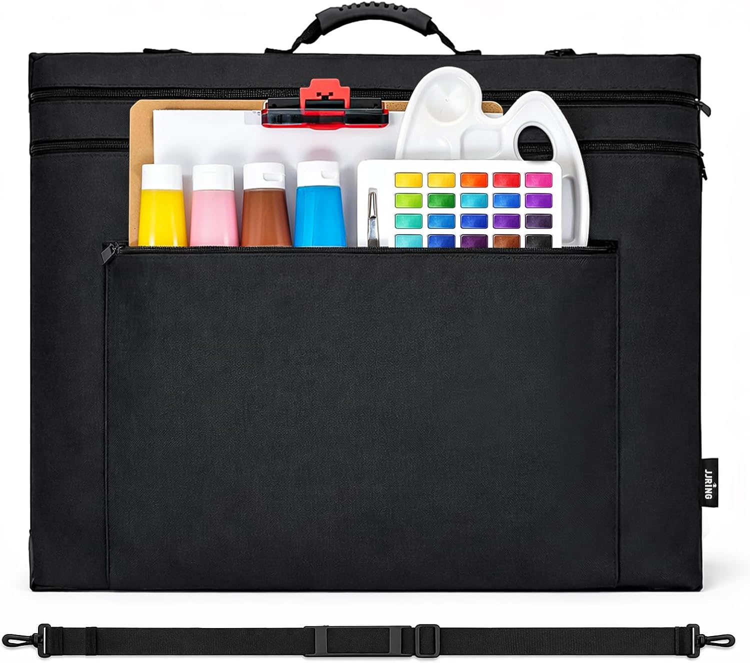 JJRING 18x24 Art Portfolio Tote Bag - Large Carrying Storage Case with Handle & Adjustable Shoulder Strap, Portfolio Folder for Artwork, Posters, Canvas, Drawing Boards