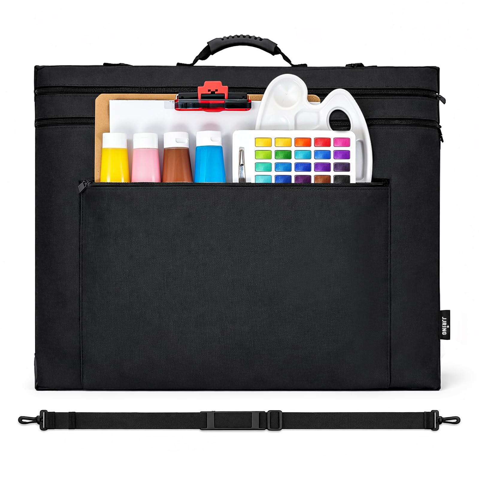 JJRING 18x24 Art Portfolio Tote Bag With Shoulder Strap, Black