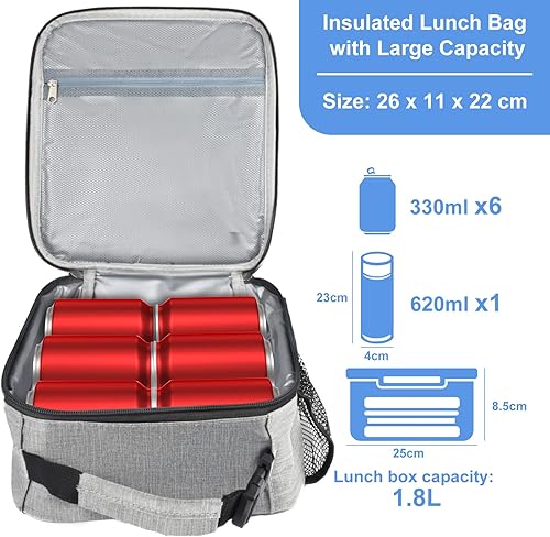 Miniatura 3 de Lonchera aislada, a prueba de fugas, portátil, para mujeres, hombres, niños y niñas, bolsa enfriadora de gran capacidad con asa y bolsillo para
