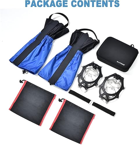 Miniatura 7 de ELUTENG Crampons - Tacos de hielo para zapatos y botas, 24 picos de acero inoxidable, protección segura, agarre de tracción de nieve, botas con