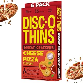 Disc-O Thins Roasted Wheat Crackers 96pcs (Cheese Pizza) - Happy Hour Charcuterie & Mocktail-Cocktail Party Appetizers - Great with Dips, Salsa, Wine & Beer - Non GMO Healthy Snacks for Adults & Kids