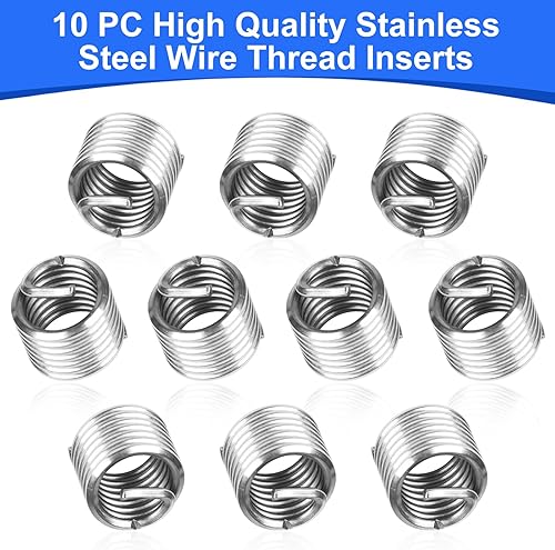 Miniatura 6 de Kit de reparación de roscas SAE de 15 piezas de 716-14 pulgadas HSS Kit de reparación de hélices para reparación de agujeros de tornillo internos