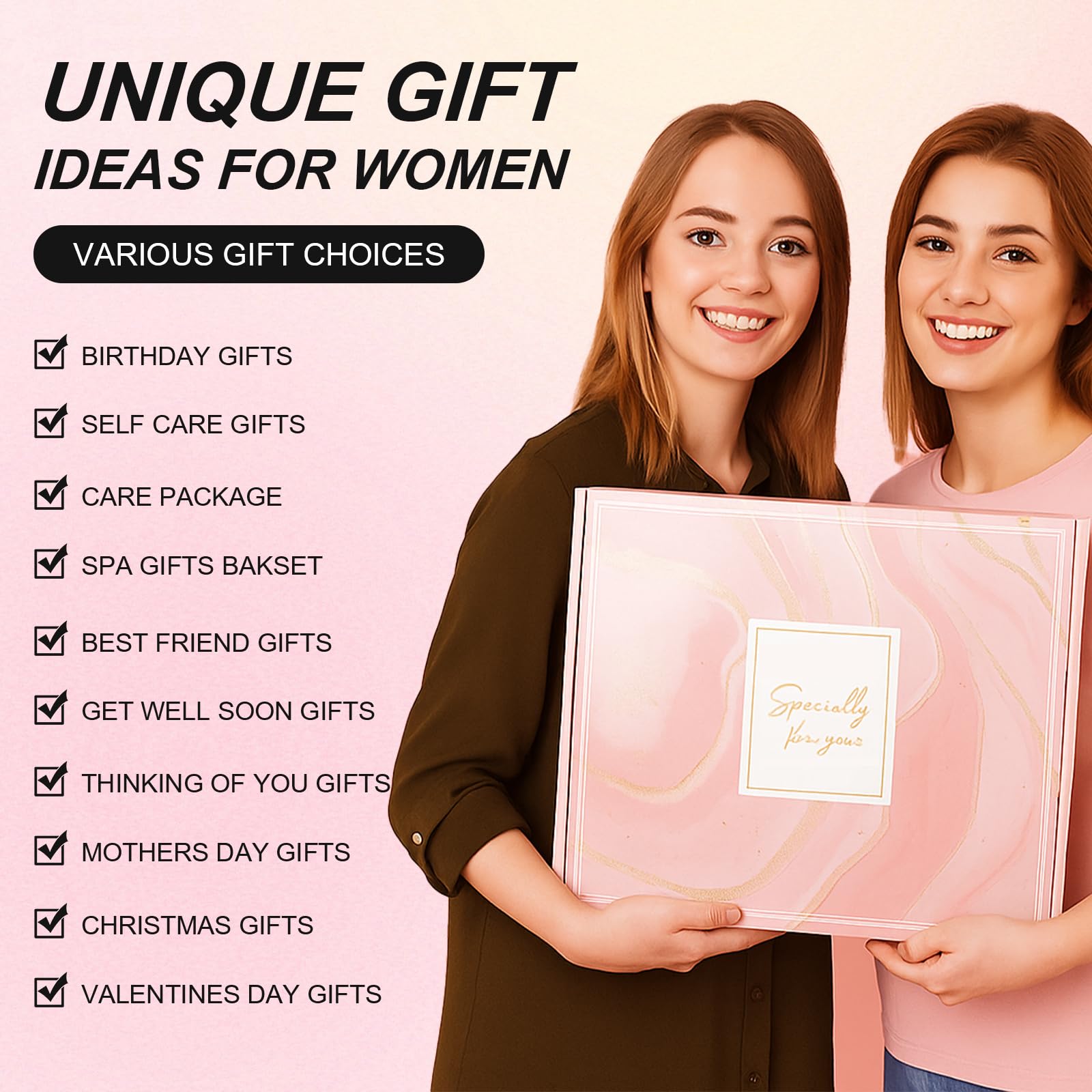 Wellness Geschenke für Frauen - Spa Erholung und Entspannung Set mit Decke, Geburtstag, Muttertag, für Ehefrau, Mutter, Schwester, Freundin, Rosa