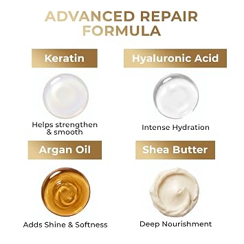 VAO Deep Conditioning Hair Mask for Damaged Hair - Hydrating Hair Mask for Damaged Dry Hair with Argan Oil, Shea Butter, Keratin + Hyaluronic Acid - Hair Repair Treatment for Dry & Color Treated Hair