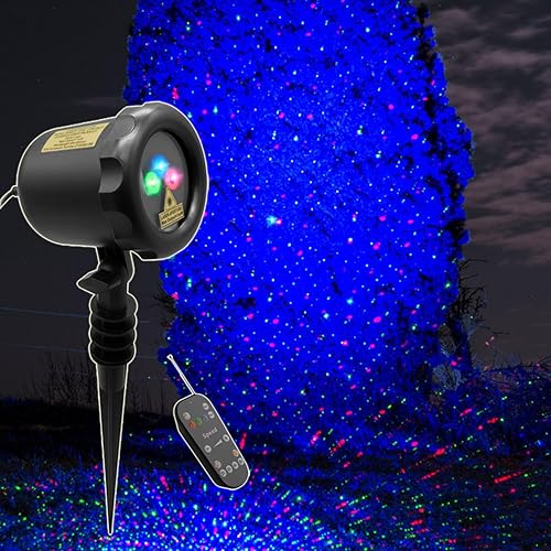 LedMall láser con luces rojas y verdes y led azul con control remoto y luces de Navidad, para jardín y paisaje