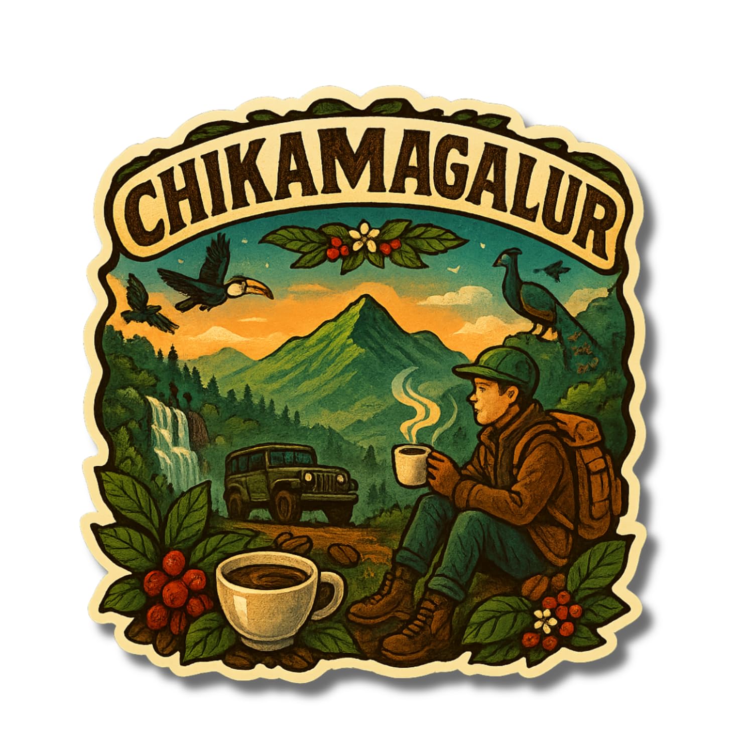 Comonot Chikmagalur Fridge Magnet 3x3 Inch | Fridge Decoration Magnet for Kitchen & Home Decor | Wooden Refrigerator Stylish Fridge Magnet
