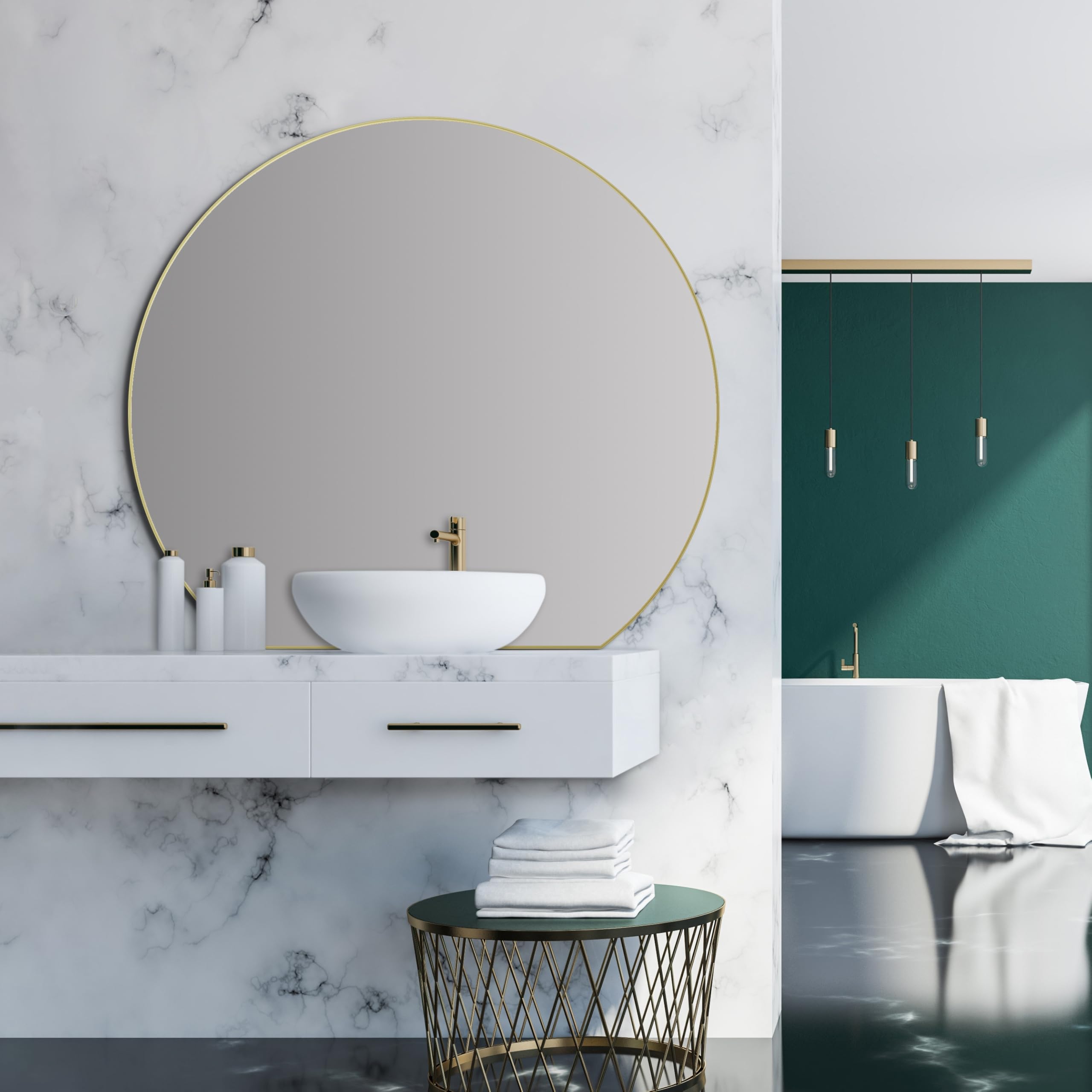Miroir de salle de bain de qualité supérieure doré Talos