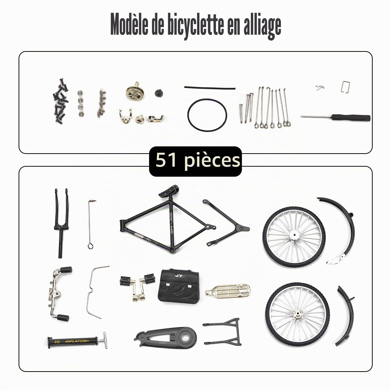 Vélo de Doigt Modèle de Vélo de Doigt Modèle 1:10 Jouet pour Vélo Miniature Mountain Ornements, BMX Finger Bike pour Collections, Décoration de Bibliothèques (Noir)