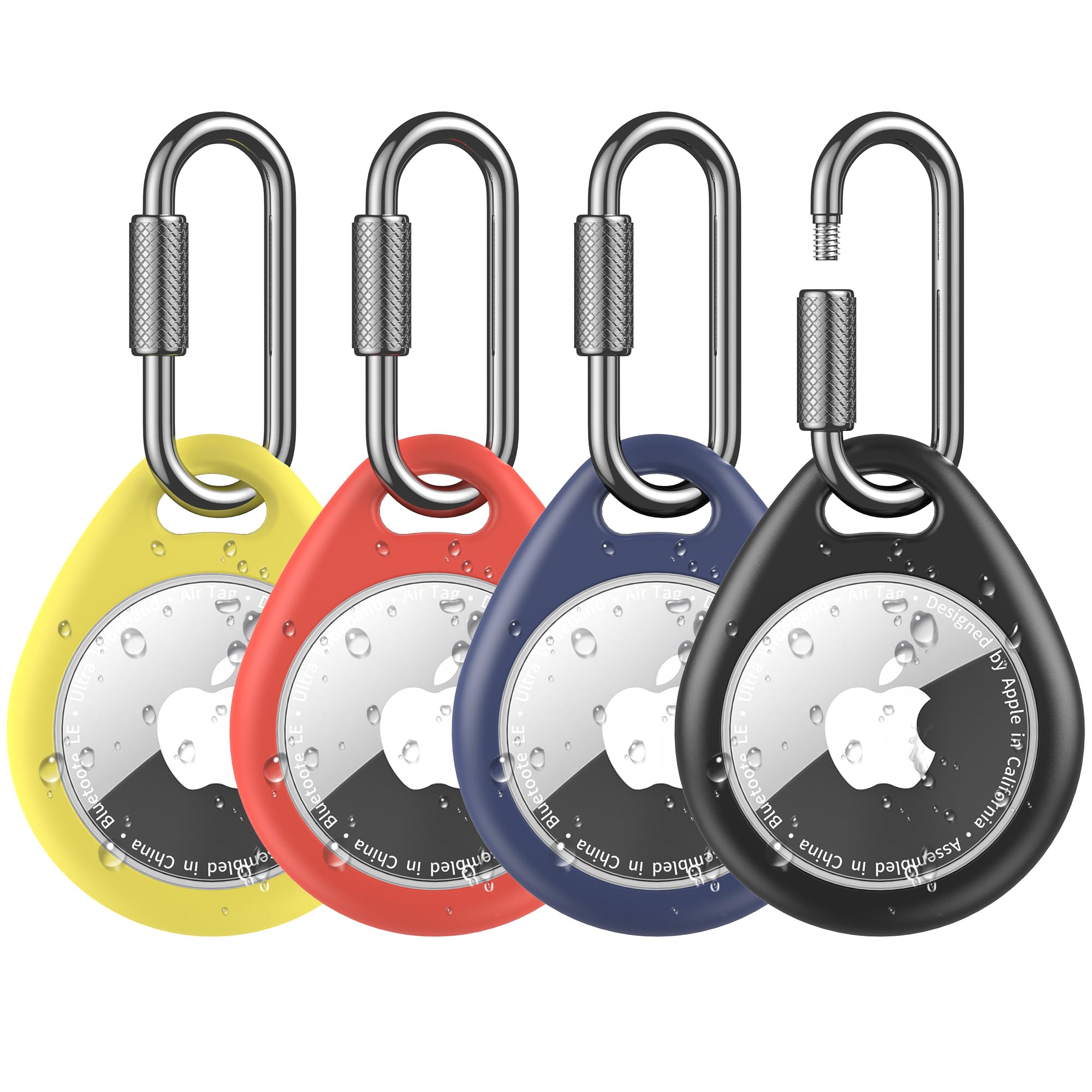 for AirTag Holder 2nd /1st Gen-4 Pack for Apple Air Tagholder Keychain | Air Tag holder KeyRing with Professional Carabiner,Waterproof&Shockproof TPU Air Tag Case,Backpack,Luggage,Keychain for Girls