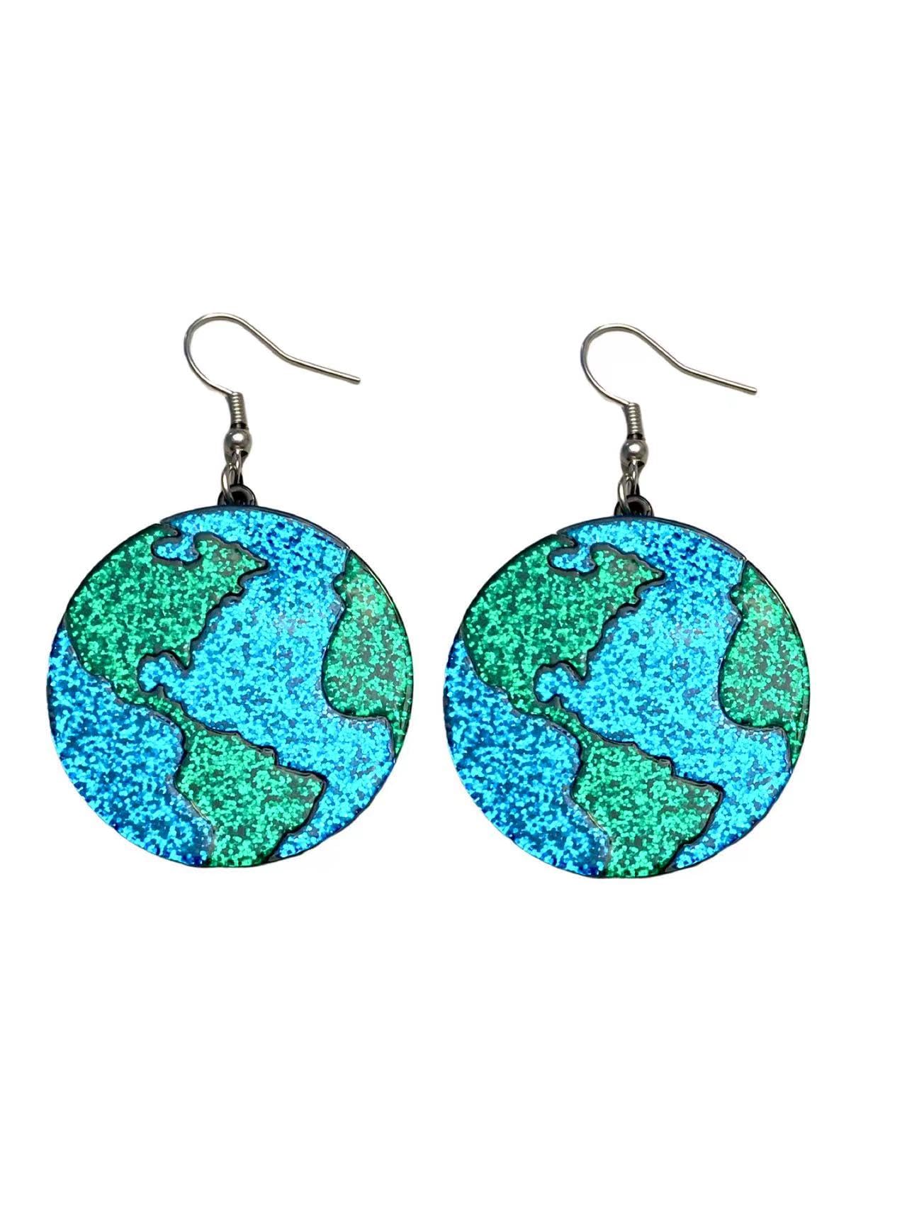 Super Cute Pair of Globe Earrings for Educators, Earth Lovers, Solar System Earrings for Women. Fun Space Earrings for Earth Day