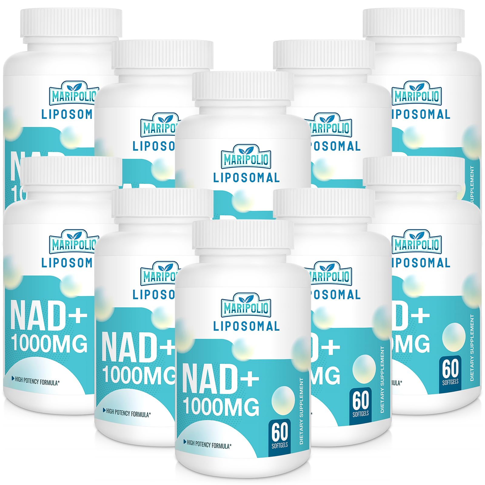 Liposomal NAD+ 1000 mg Supplement | High Bioavailability Liposomal Delivery | Cellular Energy &amp; Wellness Support | Pure NAD+ Dietary Supplement for Men,Women, 600 Softgels