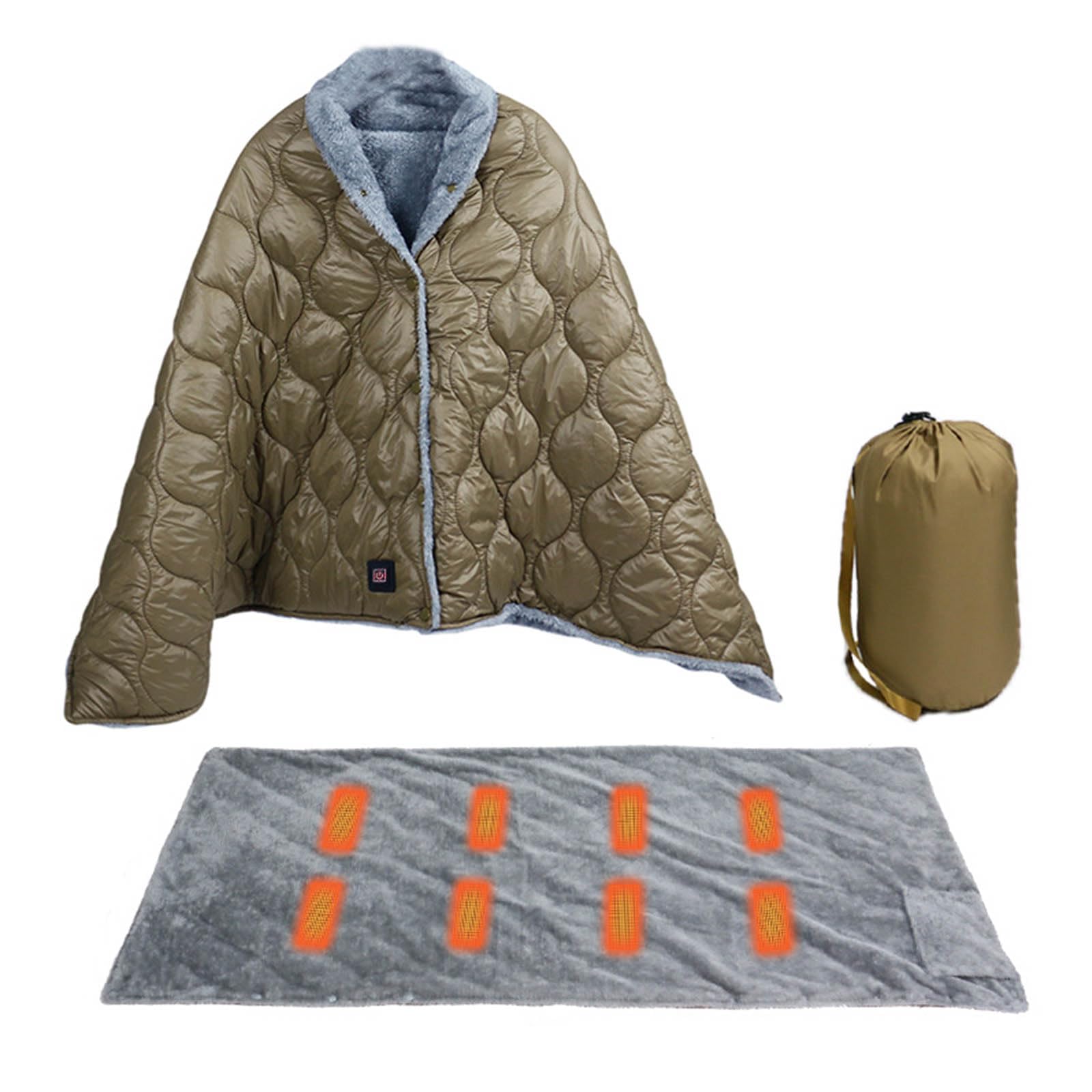 Manta térmica impermeable para mochileros con 3 enfoques de temperatura, plan denso de seguridad, 160 x 70 cm, almohadilla térmica eléctrica transportable para exteriores