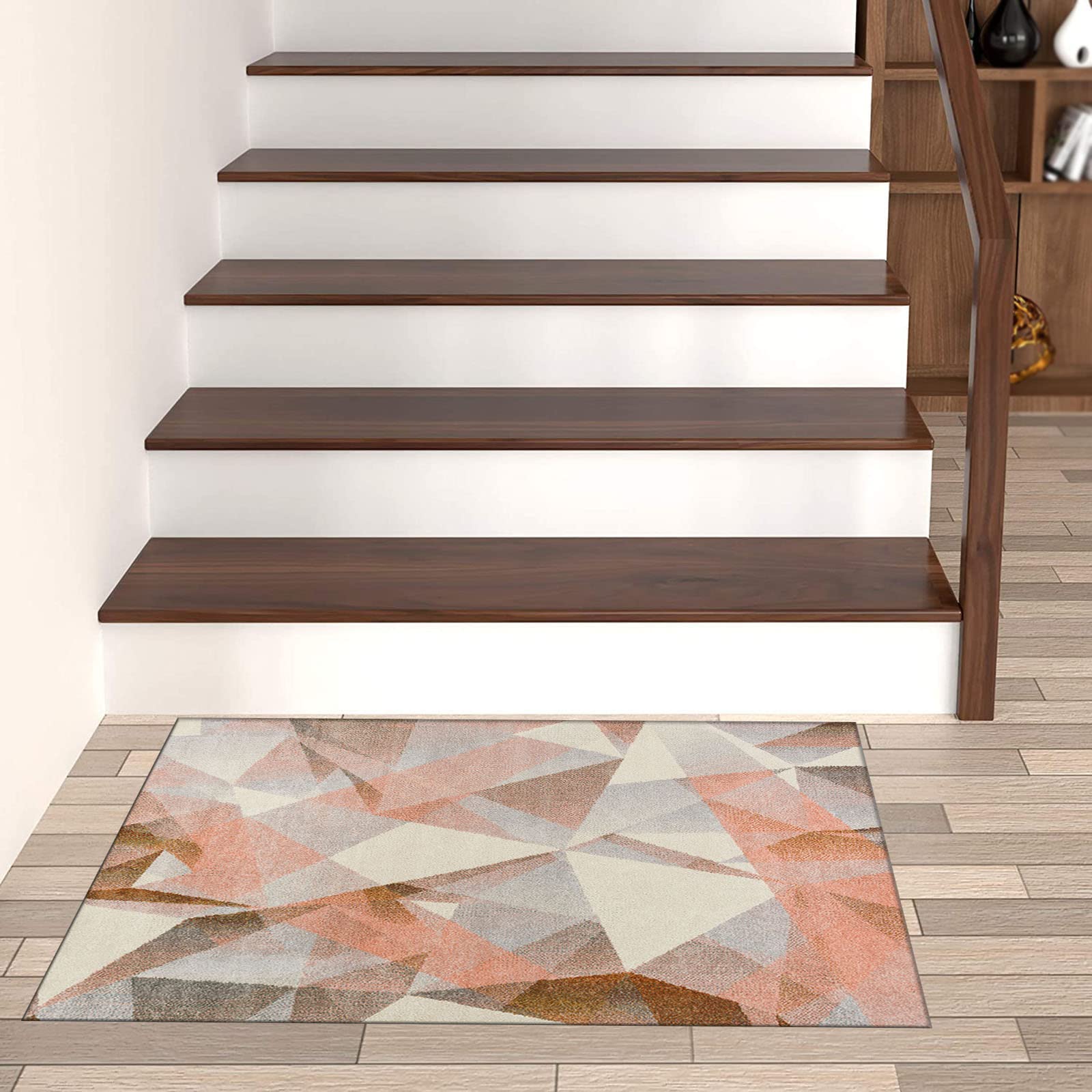 Läufer Teppich Flur Modern Geometrisch rutschfest Waschbar Teppich für Küche und Wohnzimmer, ideal für stark frequentierte Bereiche