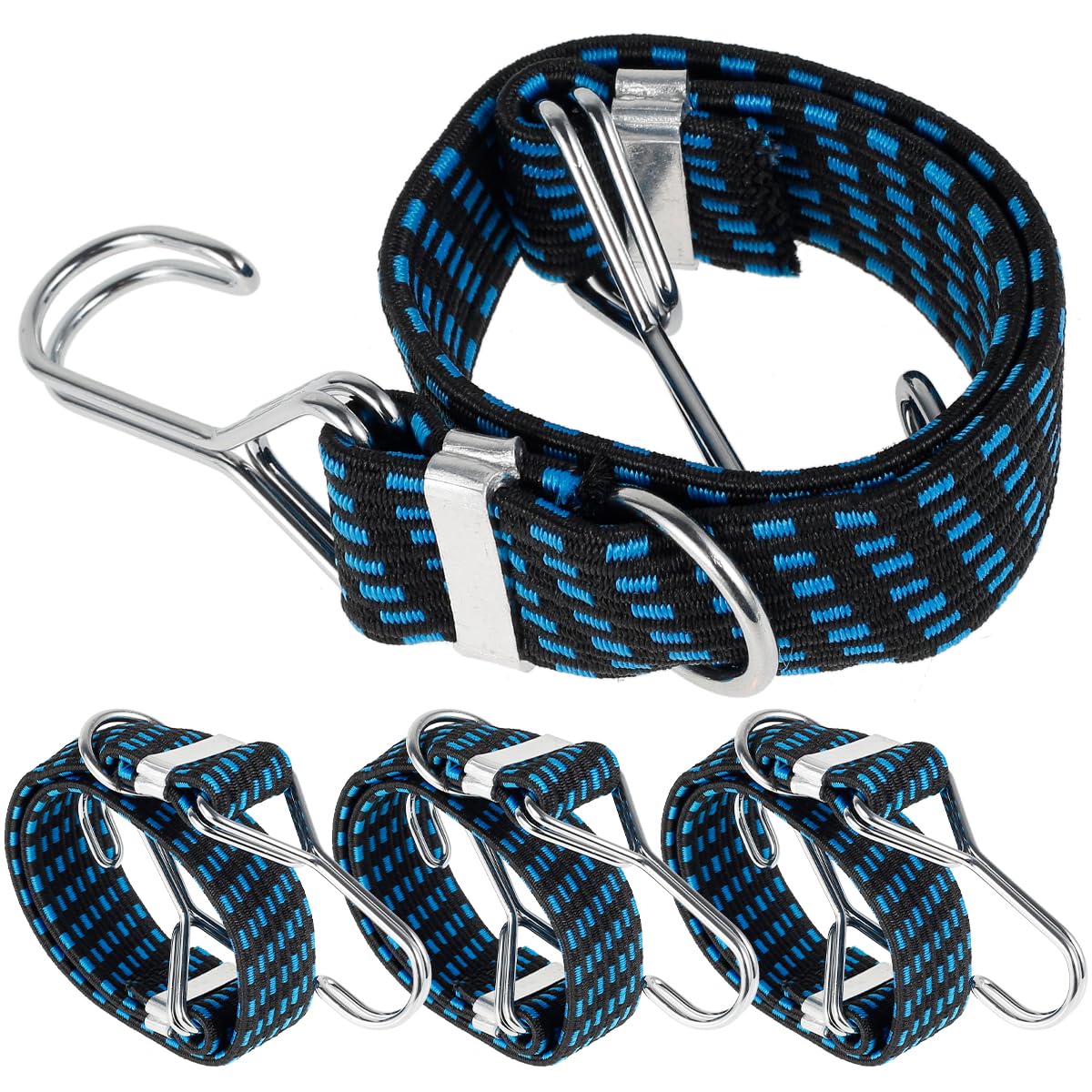 Bungee Cords with Hooks, Heavy Duty Adjustable Bungee Cord, UV-Resistant Flat Elastic Bungee Straps for Securing Tarps, Bike, Luggage Rack, Camping Tents, Wheelie Bin Lid Covers (4pcs/58CM each)