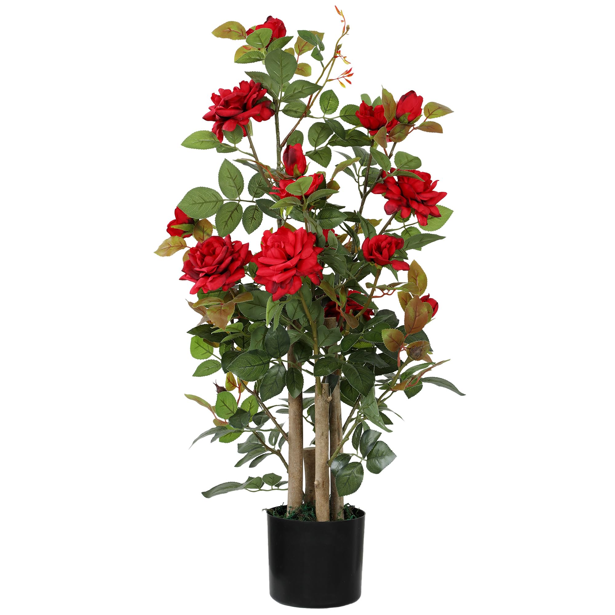 HOMCOM Artificial Rose Tree - 90cm - Red - Silk