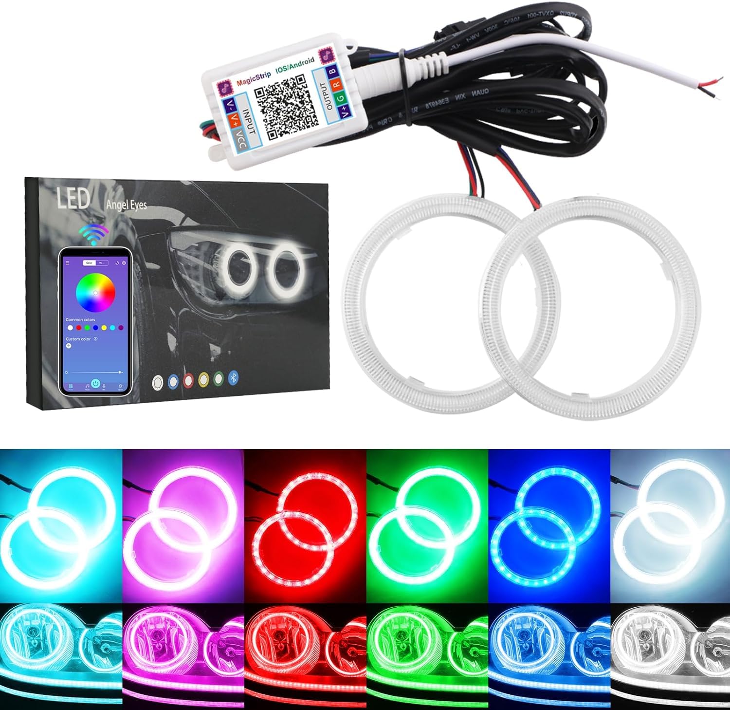 Vagary 60Mm Angel Eyes Ring Light For Headlight With App Controller (Rs 200, Ns 200, 60Mm) - Led