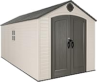 Lifetime 8x15 Ft Outdoor Storage Shed - Desert Sand Resin Backyard Tool Shed, Lockable Doors, Weather-Resistant Panels