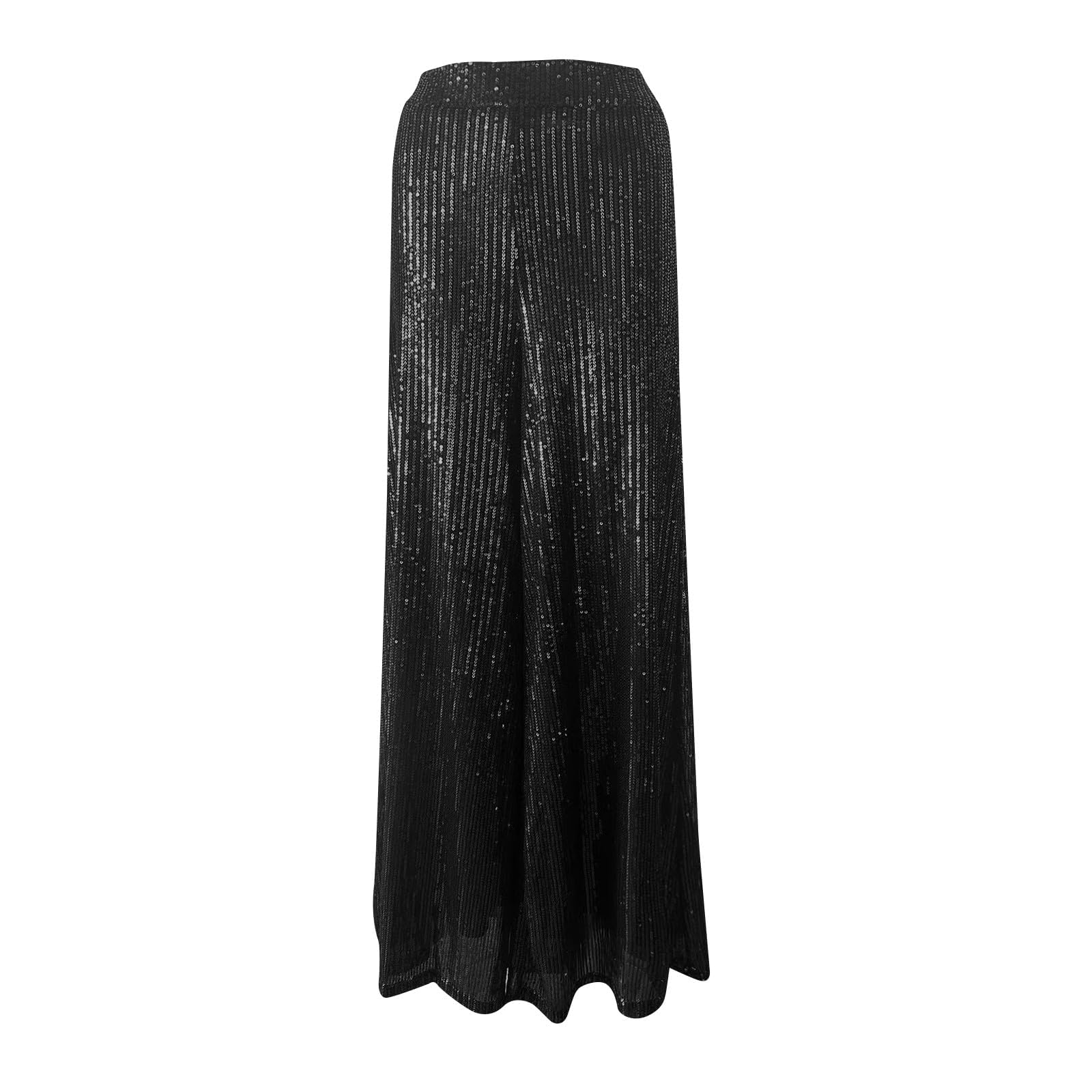 Pantalon à paillettes pour femme - Large taille haute - Plissé - Pantalon Palazzo décontracté - Pantalon Marlene - Coupe ample