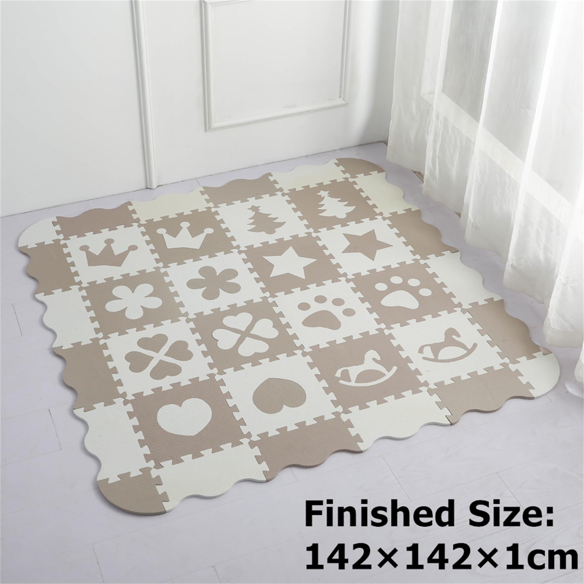 MUSOLEI Alfombra Puzzle para Niños Alfombrilla Puzzle Infantil con Valla 36 Piezas Juego Suelo Gateo Colchoneta Rompecabezas Acolchado142×142×1cm 01