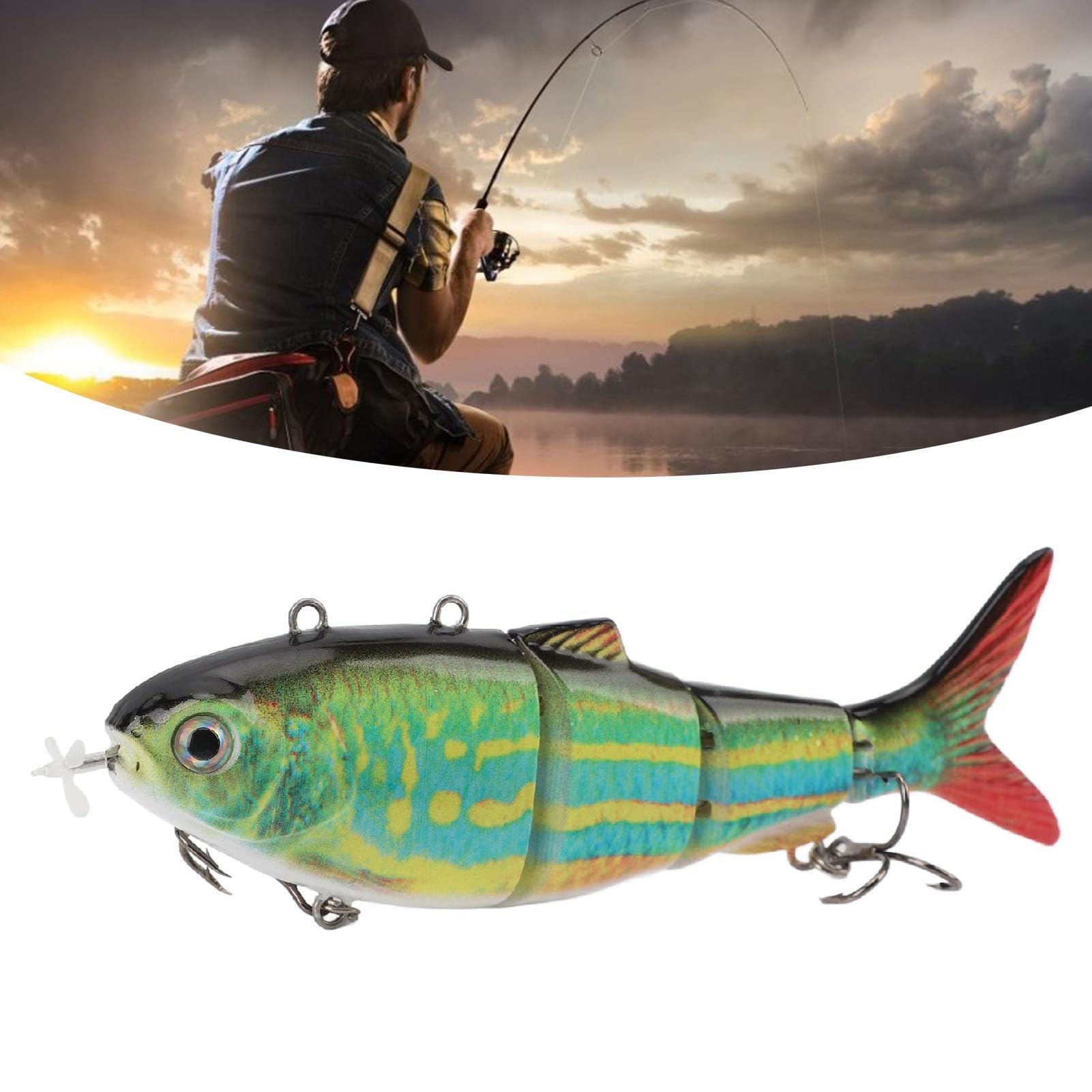 Appât de Pêche électrique articulé, Leurre de Pêche Robotique avec LED, Rechargeable par USB, adapté aux Environnements d'eau Douce