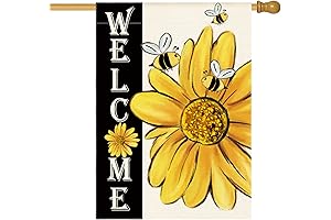 AVOIN colorlife Spring Summer Bee Sunflower House Flag 28x40 Inch Double Sided