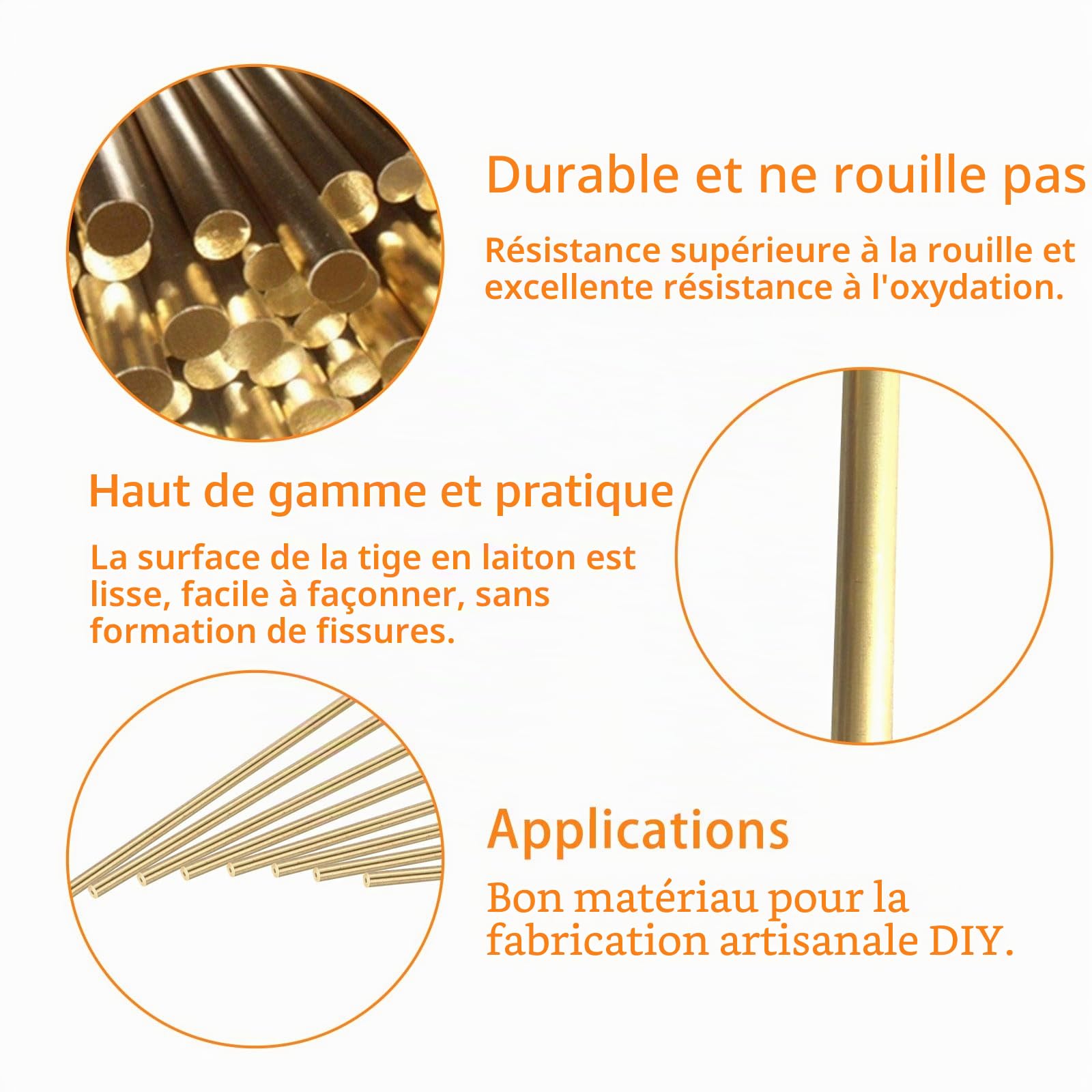 Lot de 50 tiges en laiton de 1 mm en métal massif pour modélisme radiocommandé, avion, hélicoptère, loisirs créatifs (100 mm de longueur)
