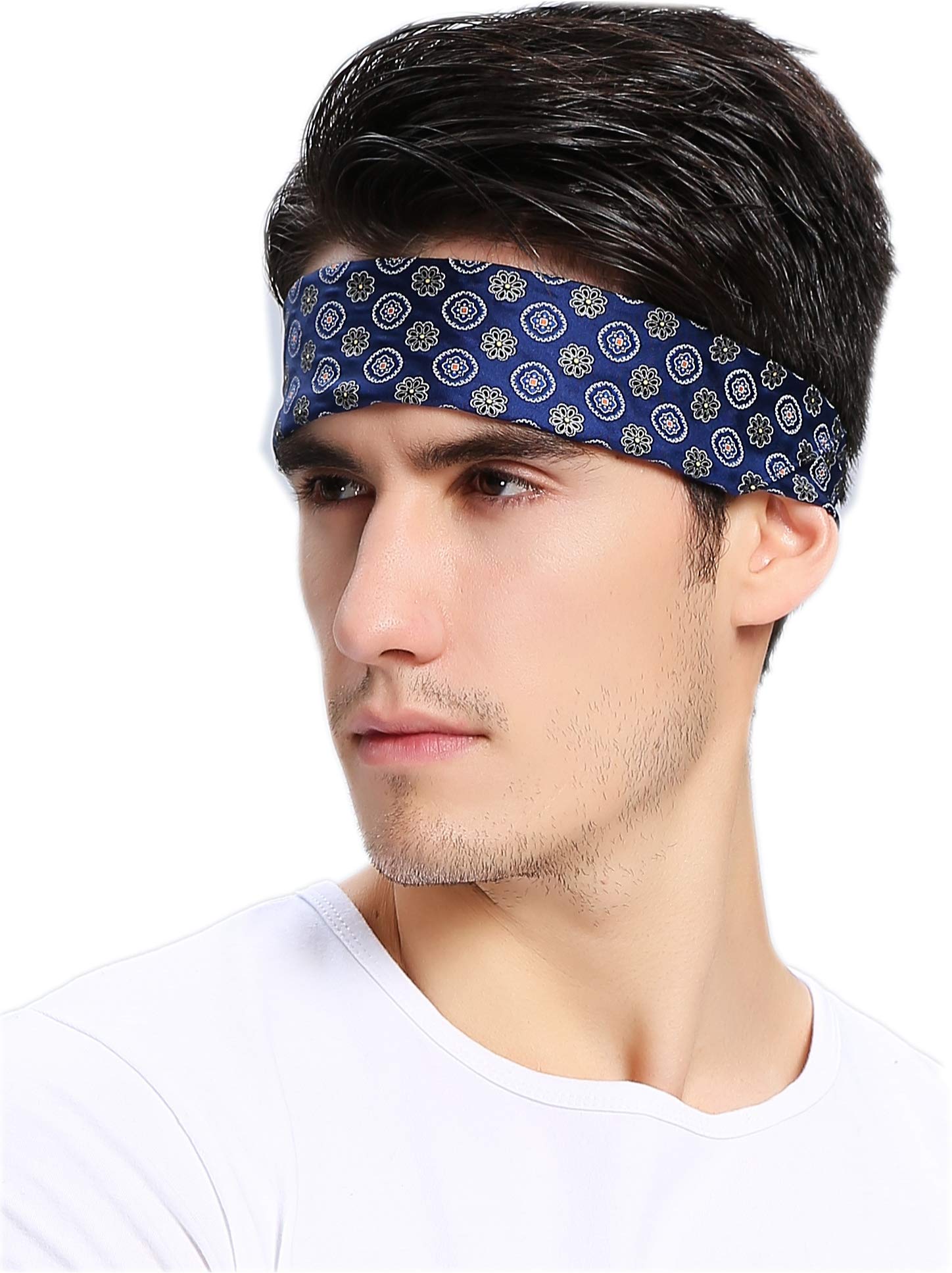Prettystern Men's Blue Dotted Pure Silk Patterned Square ´S Bandana Neckerchief Head-Scarf No.10