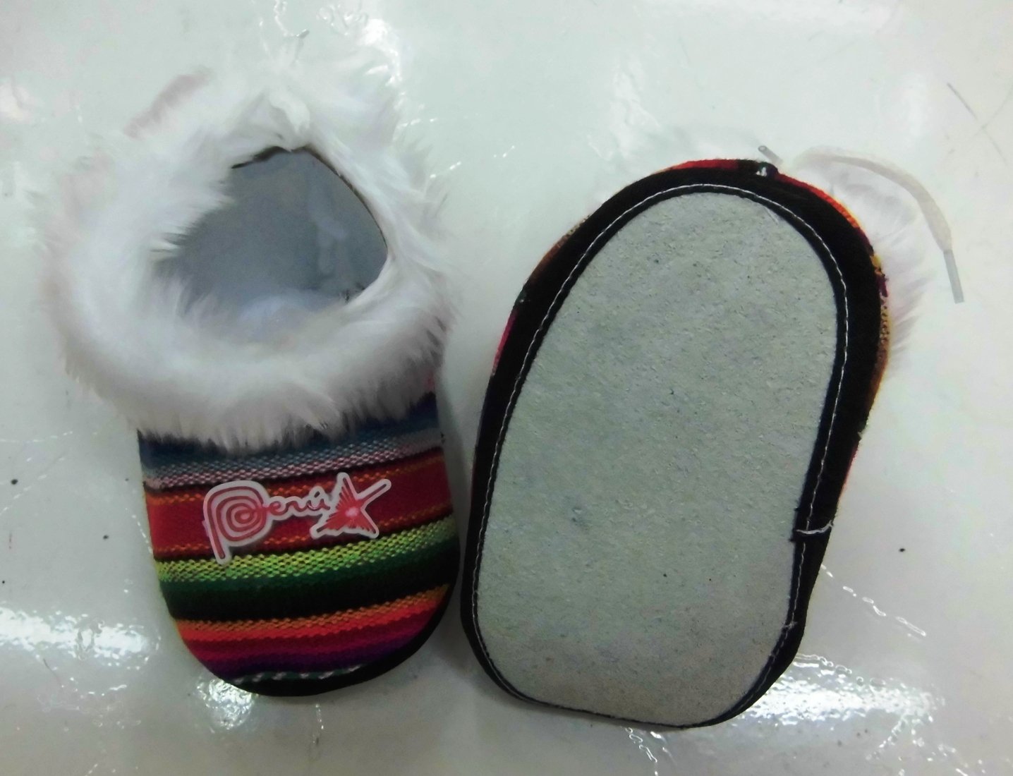 Baby Slippers Peruvian Manta Fabric Alpaca Fur (-9 Month)