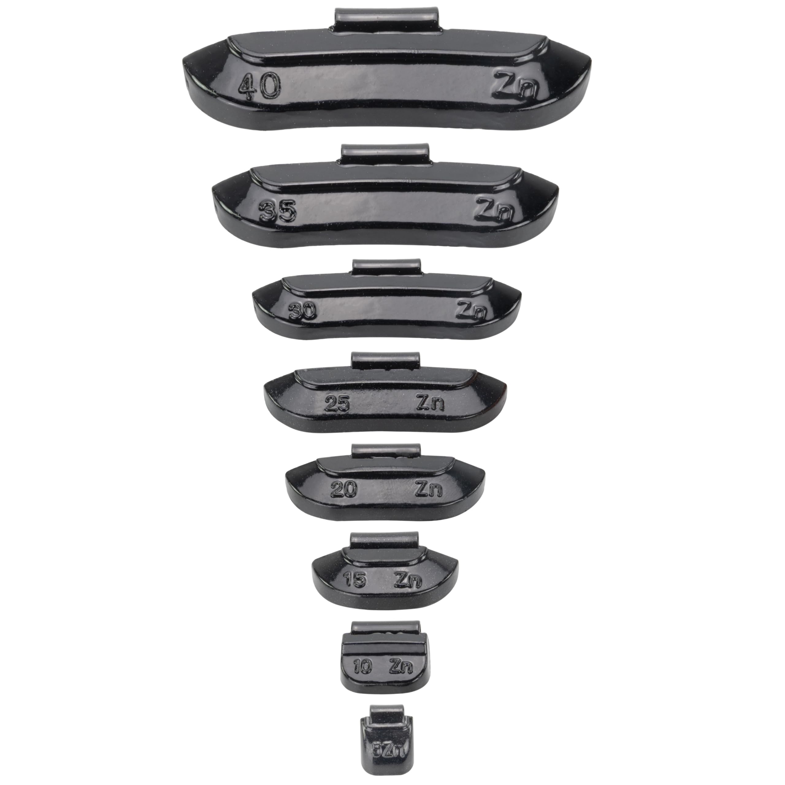 HASKYY, 200 Pesi per bilanciamento Pesi, Colore Nero, assortimento per Cerchioni in Acciaio, 25 Pezzi da 5 g, 10 g, 15 g, 20 g, 25 g, 30 g, 35 g, 40 g