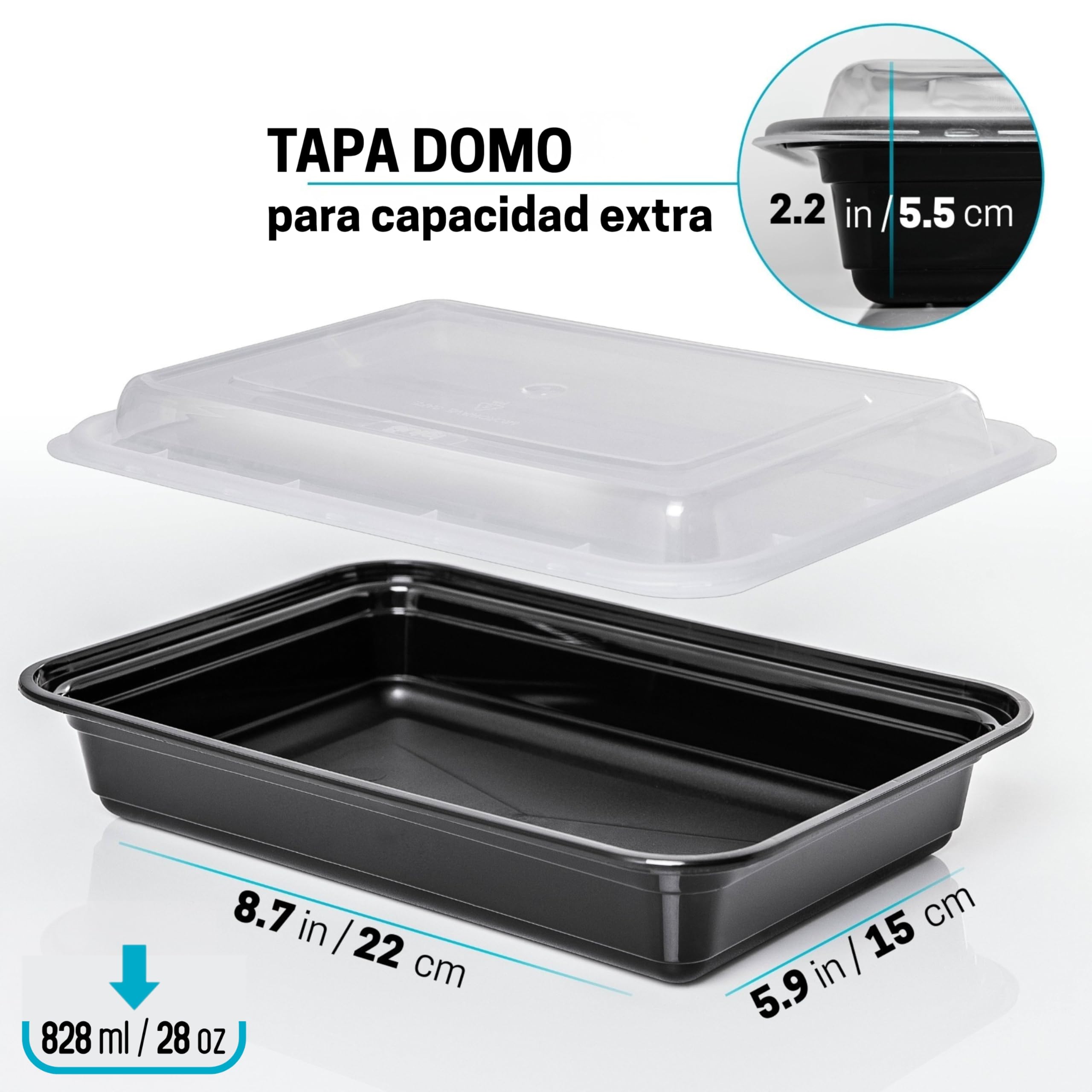 Igluu Meal Prep Recipientes para Alimentos de Plástico Reutilizables con Tapas (Set de 30) – Aptos para Microondas, Congelador y Lavavajillas – 828 ml – 1 Compartimento – Sin BPA