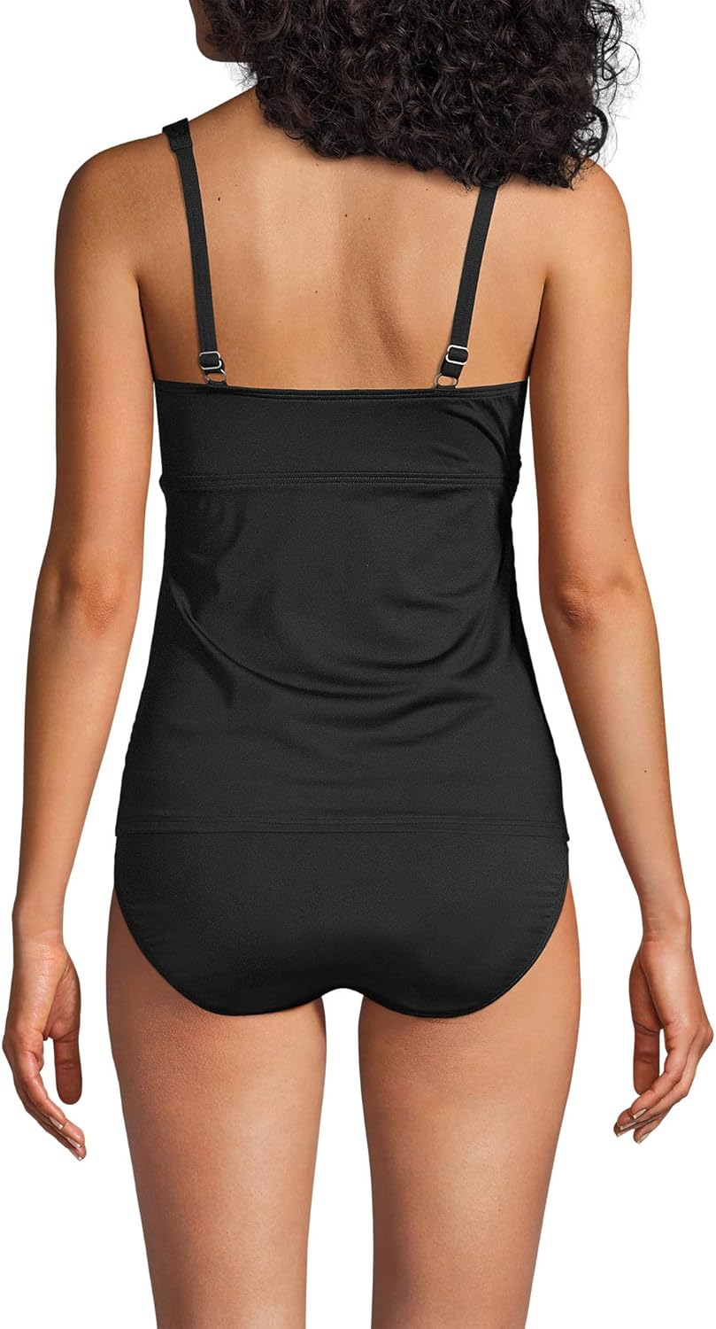 Lands' End Womens Sweetheart Wrap Underwire Tankini Top Black Regular 16 - Image 2
