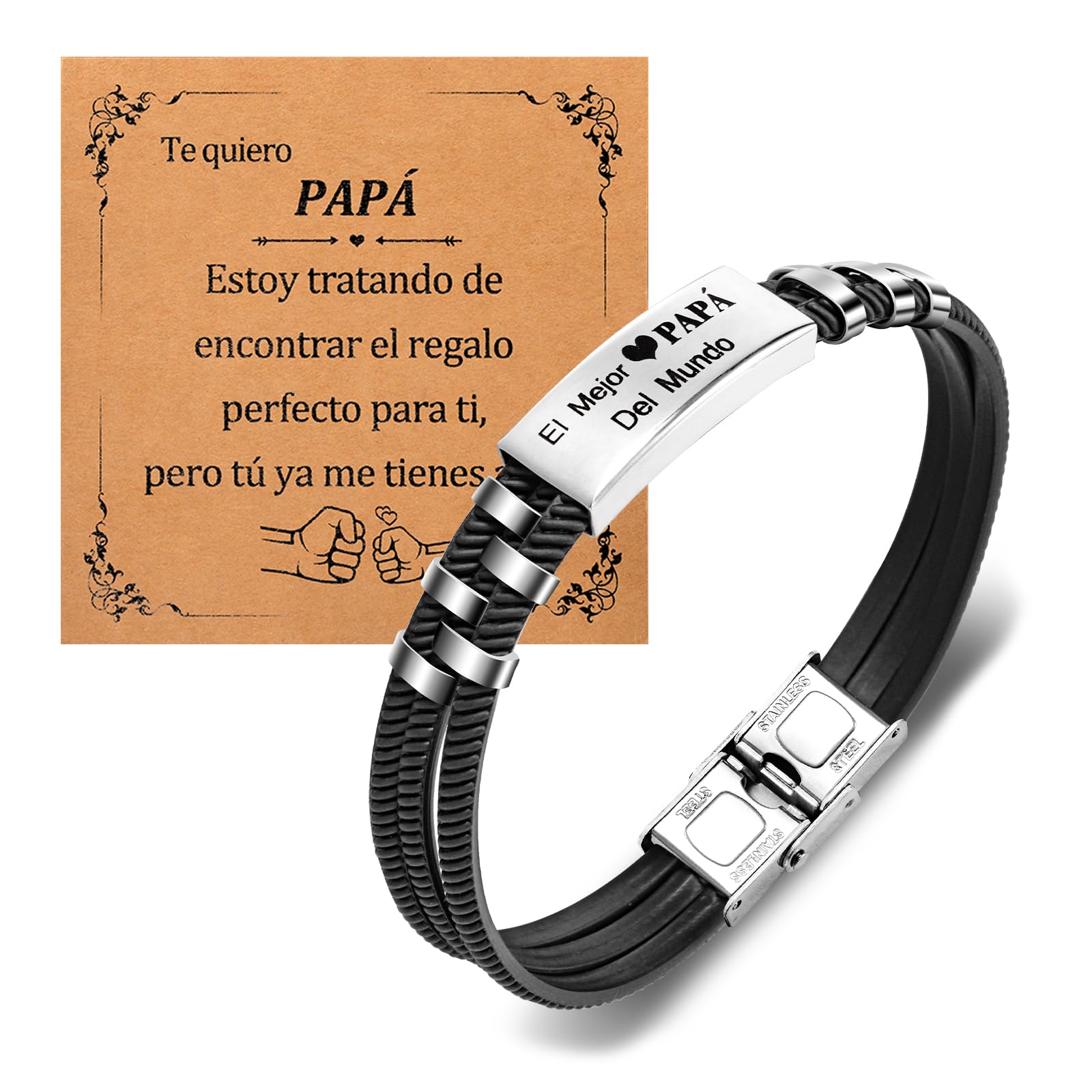 CheersLife Regalo Papa Regalos Día Del Padre Para Papá - Pulsera Papá Con Grabado - Personalizados Regalo Para Papá - Regalo Para Mi Padre - Regalos Creativos De San Valentín Navidad Cumpleaños