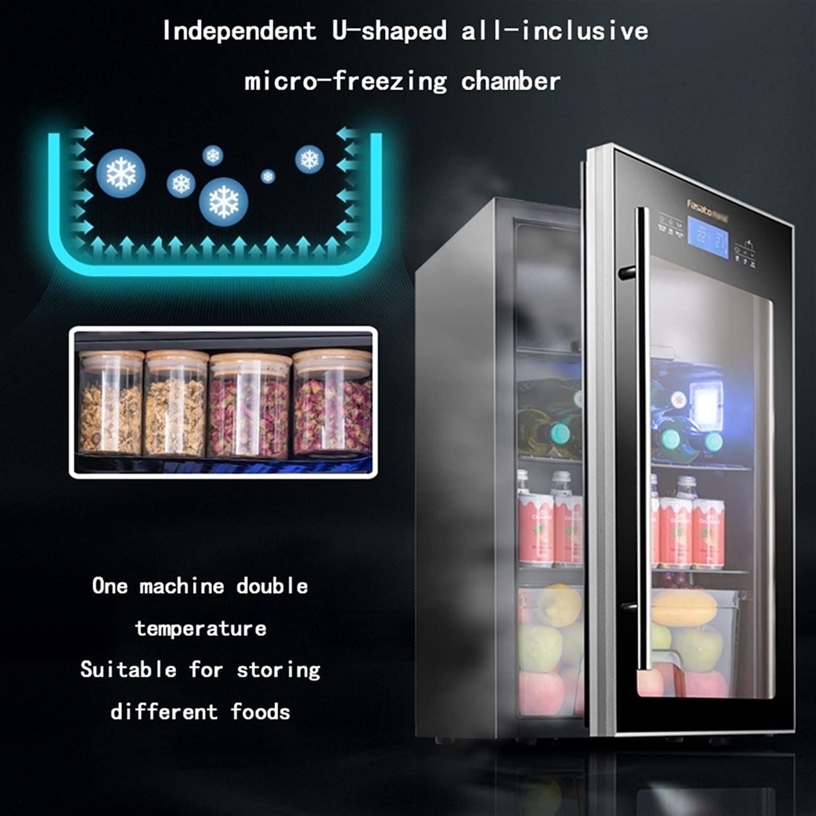Ljlzxpbus 28 Bottle Compressor Wine Cabinet Refrigerator, Wine Cooling Refrigerator, Silent And Adjustable Temperature, Tempered Glass Door, With Lock on Fridge.com - View 3