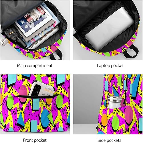 Miniatura 4 de Mochila para laptop, mochila multiusos para hombres y mujeres, viajes, senderismo, Retro 80s 90s, Mediana, Retro 80s 90s