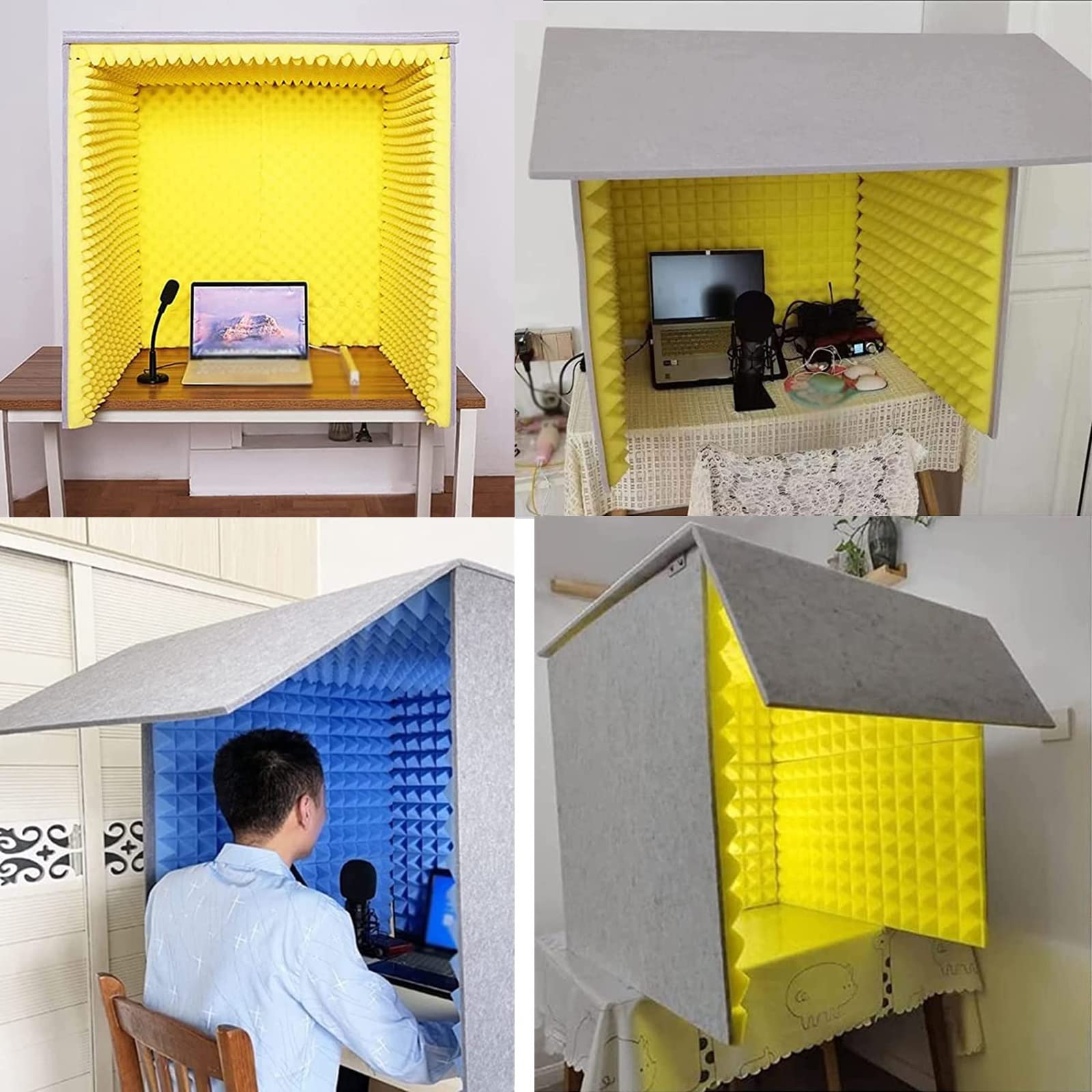 折り畳み式 防音ボックス、1人用 簡易防音室 卓上 吸音ブース、LEDライト付き、仕切り 飛沫防止 デスクパーテーション 吸音S＆L 簡易防音ルーム、 騒音を減らす Amazon.co.jp: 折り畳み式 防音ボックス、1人用 簡易防音室 卓上 吸音