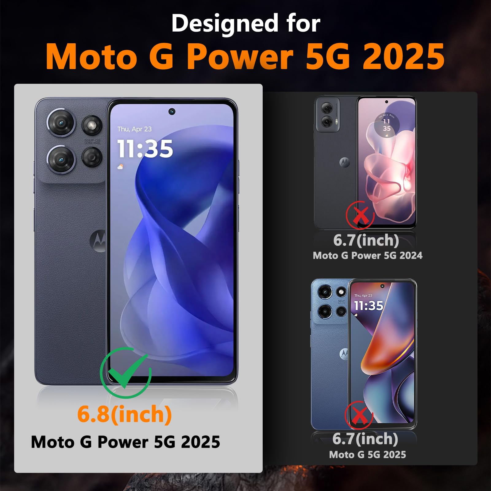 LYWHL Protector de pantalla para Motorola Moto G Power 5G (2025), paquete de 3 protectores de pantalla de vidrio templado de dureza 9H HD + 2 protectores de vidrio para lente de cámara, compatible con