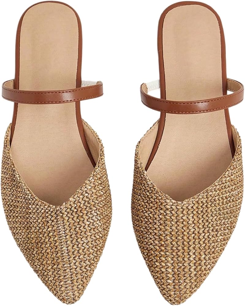 BEAUDRM Women's Summer Pointed Toe Loafers Dressy Closed Toe Slip on Comfortable Vacation Flat Shoes — 사진 1