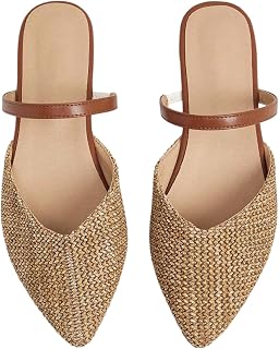 BEAUDRM Women's Summer Pointed Toe Loafers Dressy Closed Toe Slip on Comfortable Vacation Flat Shoes