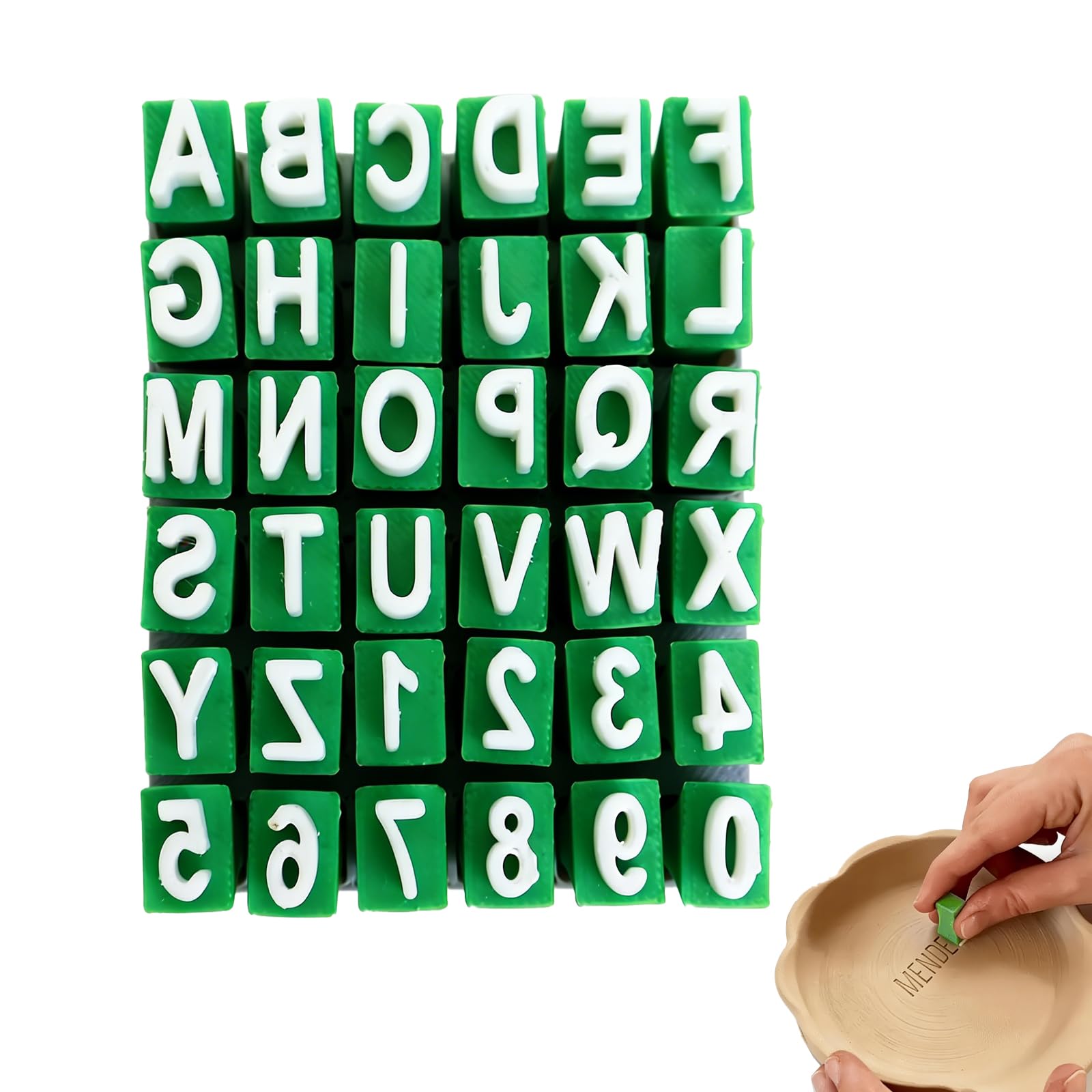 36Pcs 3D Uppercase Clay Letter Stamps with Lid Base for Pottery Cookie DIY