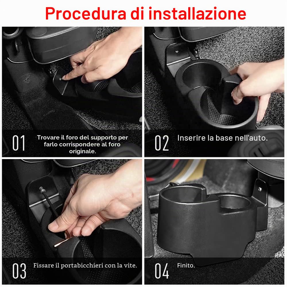 Portabicchieri per auto per Benz Smart Fortwo 451 2007 2008-2014 A4518100370 coppa della console centrale dell'auto (Nero)