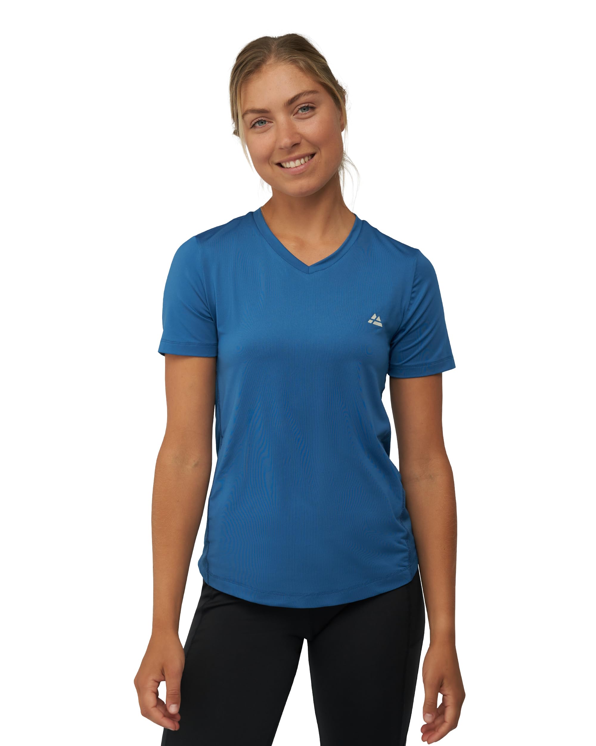 DANISH ENDURANCE Sport-Shirt Damen Kurzarm, Laufshirt, Sport T-Shirt mit V-Ausschnitt, Yoga T-Shirt, Atmungsaktiv & Leicht