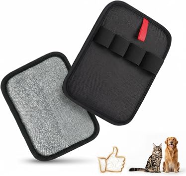 Pet Hair Removal Glove, Reusable Pet Hair Removal Tool Snug 4-Finger Fit Breathable Magic Grooming Brush for Cats & Dogs, Electrostatic Pet Hair Remover for Laundry, Carpet, Couch & Curtains