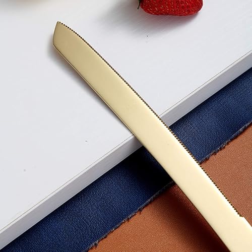 Miniatura 9 de Berglander Juego de cuchillo y servidor para pastel de boda con mango de superficie de luna y cabeza dorada brillante, cortador de tartas, juego de
