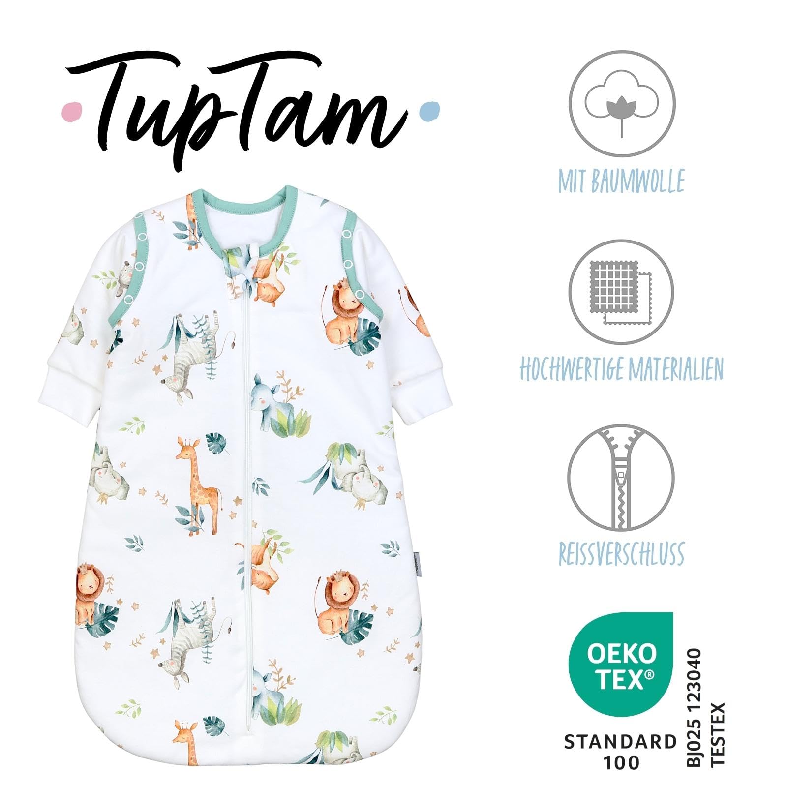 TupTam Saco de Dormir Bebé 2.5 TOG – Saco de Dormir Niños con Mangas Desmontables, Algodón OEKO-TEX