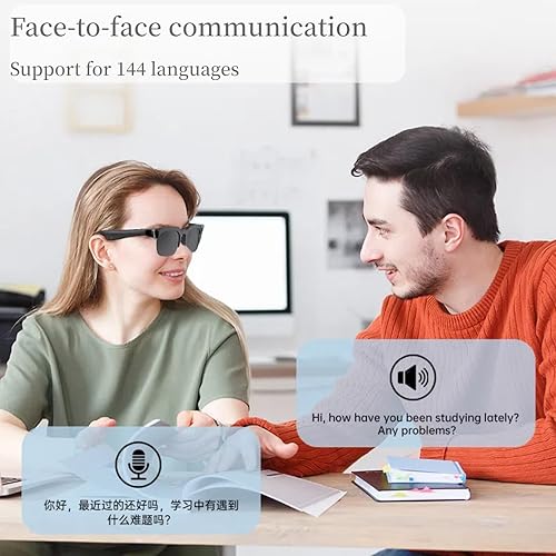 Smart Glasses with AI Translator, AI Glasses with 150 Translation,UV Protection, Hands-Free Music & Calls(Black)
