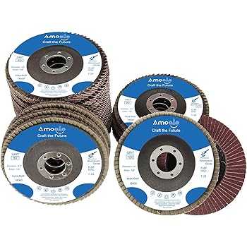 amoolo 4 1/2 Flap Disc (20 Pack), T29 Aluminum Oxide Angle Grinder Sanding Disc (40 60 80 120 Grit), Abrasive Grinding Wheel (7/8 inch Arbor Size)