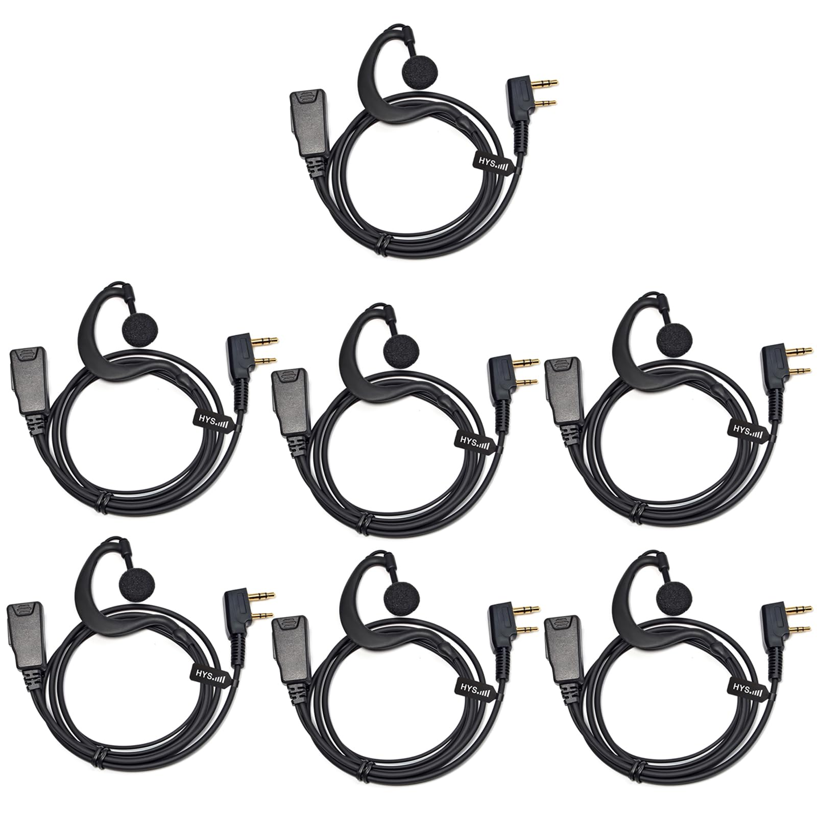 HYS G-Shape Walkie Talkie Earpiece With Mic - Compatible With Kenwood, Baofeng & Wouxun Radios