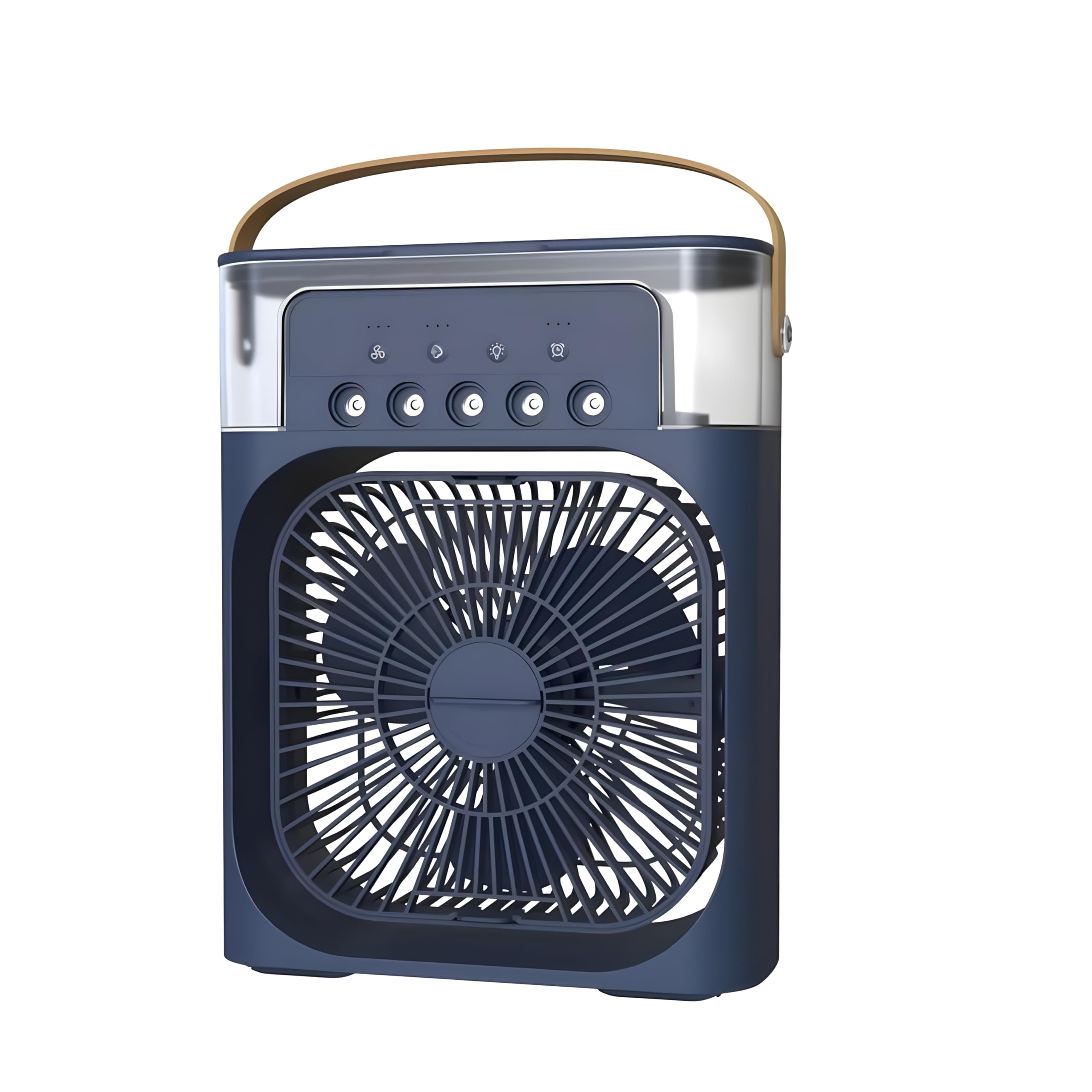 Portable Mini Cooler Fan, Rechargeable USB Air Cooler with 7-Color LED Light, Mist Spray, 3-Speed Cooling Table Fan & 3-Hour Timer for Home, Office, Kitchen Use Black-image-0