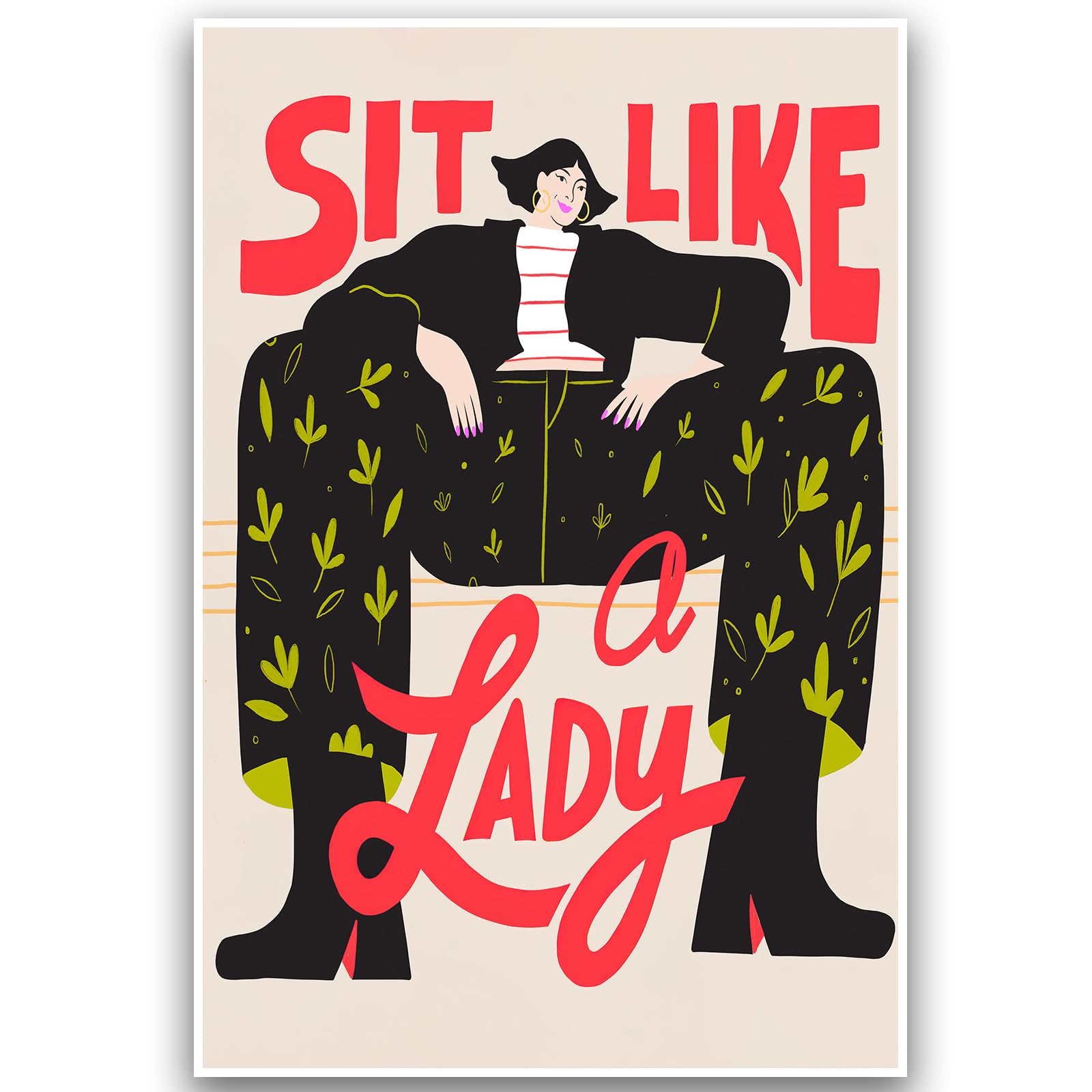 XASUBH Sit like a Lady Poster, Feminist Art, Gender Equality, Equal Rights, Women Empowerment, Modern Women Art,Trendy Wall Decor for Girl Dorm Room